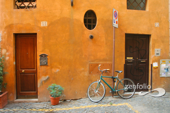 Orange Wall and Bicycle, Rome 2007