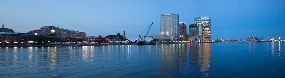 East End of Inner Harbor at Night Panorama